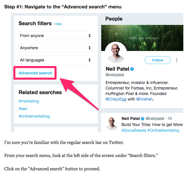 Blog post screenshot showcasing how to generate leads on twitter.