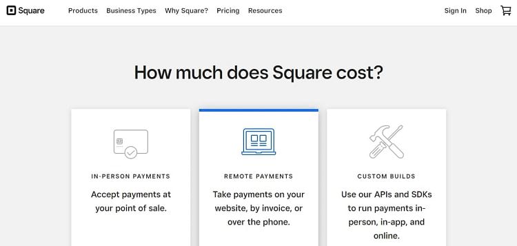 Square pricing plans