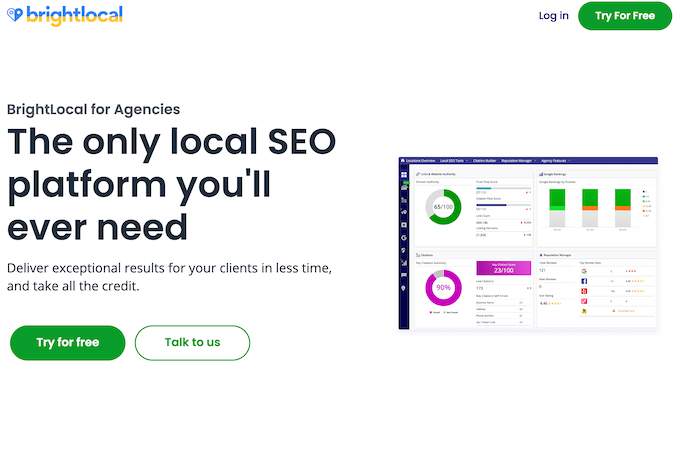 Screenshot of BrightLocal for Agencies webpage