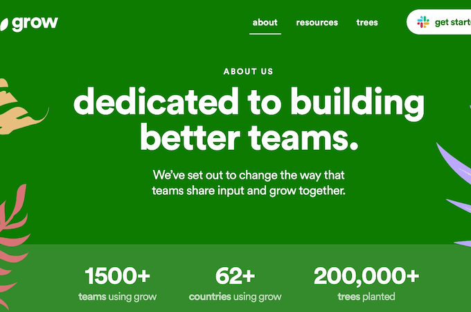 Screenshot of grow.com's home page.