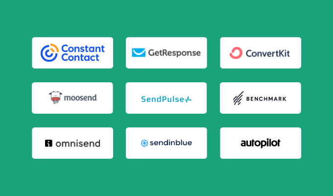 Logos of the top brands that made our list of best email autoresponders.