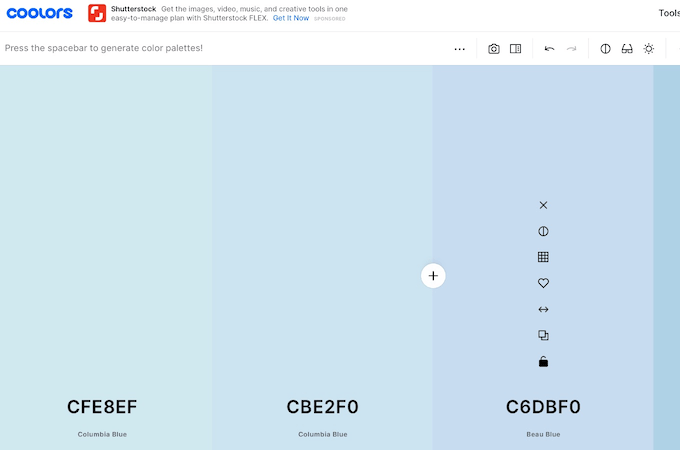 Example of a Coolors palette