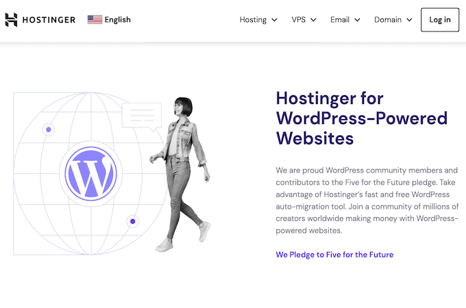 Hostinger for WordPress-Powered Websites webpage