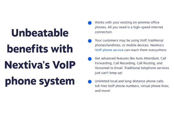List of benefits of using Nextiva's VoIP phone system