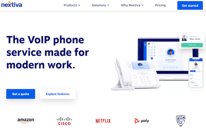 Nextiva VoIP phone service landing page